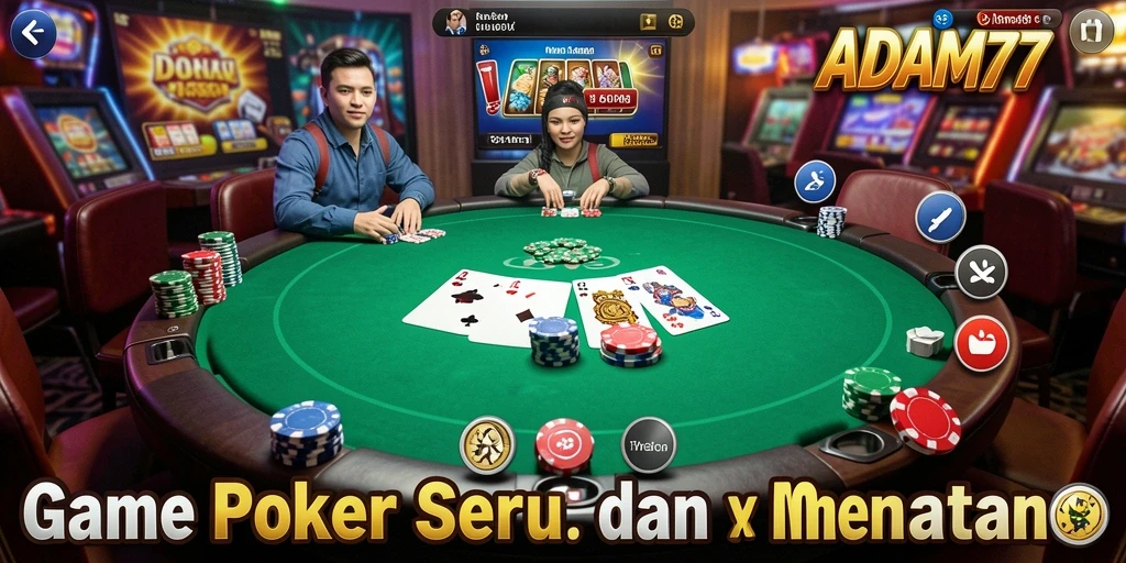 Tampilan screenshot utama ADAM77 dengan gameplay Poker yang mengasyikkan.