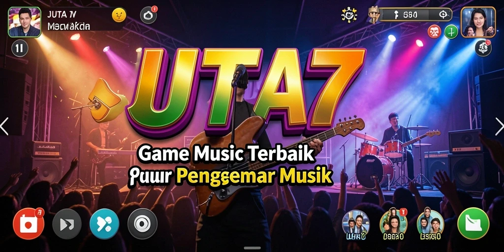 Screenshot gameplay JUTA7 menunjukkan pemain menikmati musik dan tantangan.