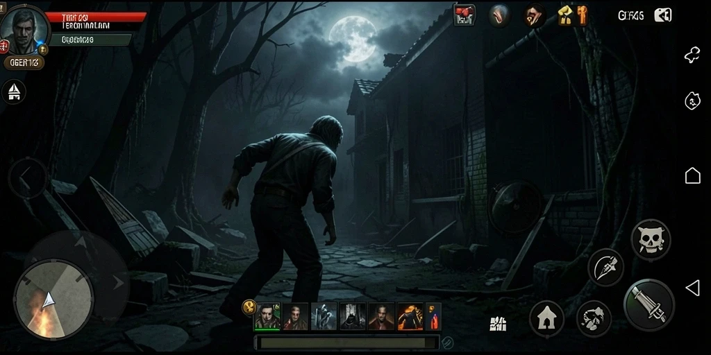 Tampilan gameplay TGER123 yang gelap dan mencekam.