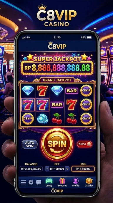 Tampilan utama c8vip dengan berbagai pilihan aplikasi.
